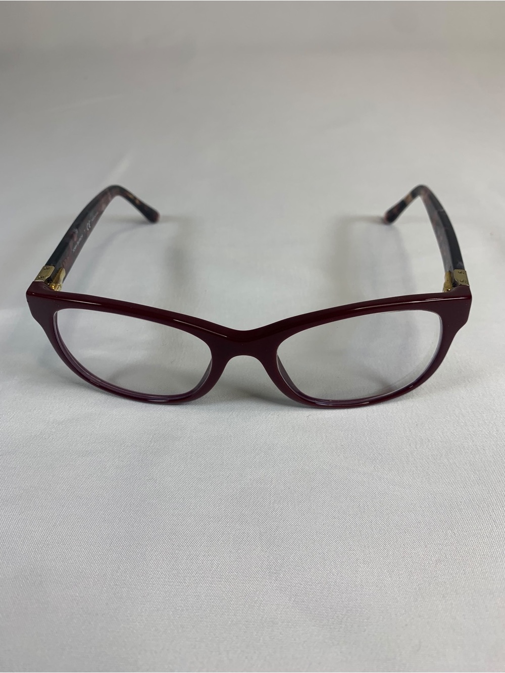 Tory Burch Burgundy Cat-Eye Glasses with Gold Accents